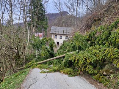 Veter še naprej povzroča težave, zaprtih več cest in šol