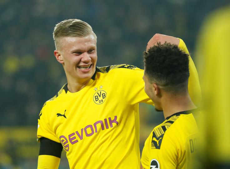 Erling Haaland in Jadon Sancho sta svojčas navduševala v dresu Borussie Dortmund, nato pa je Anglež po selitvi na Old Traffordu beležil manj bleščeče predstave. | Foto: Reuters