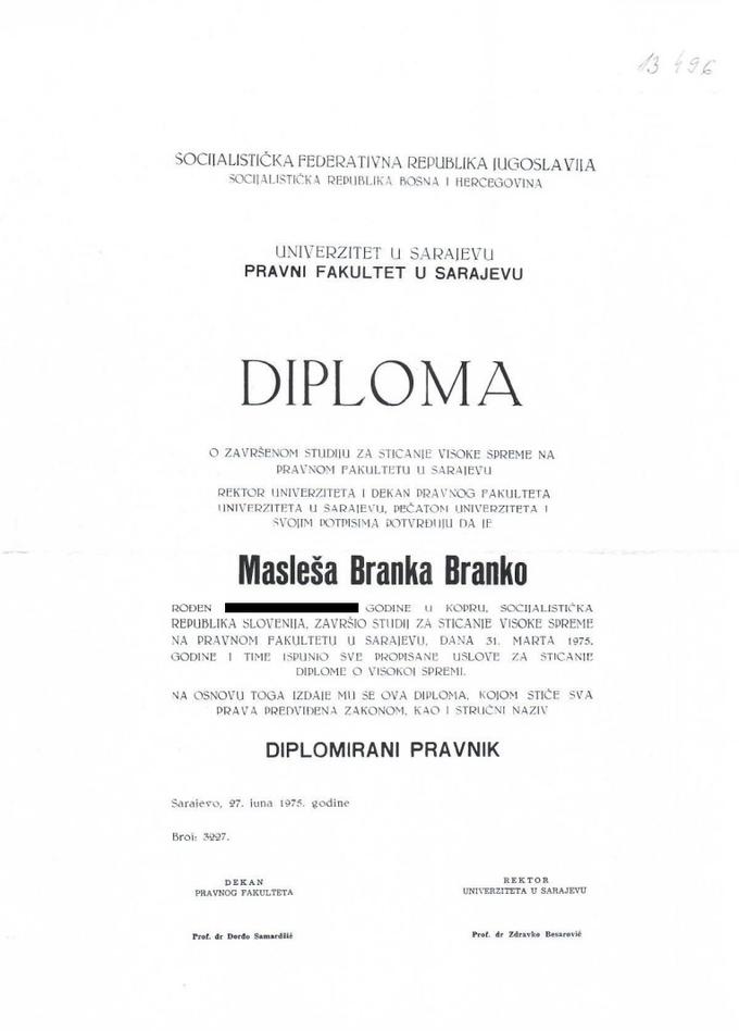 Masleša diploma | Foto: 