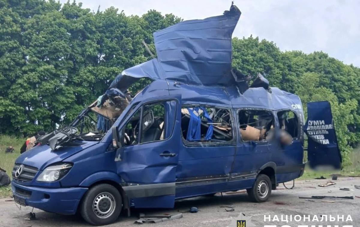 Ukrajina Sumi napad | Najmanj devet potnikov je umrlo, štirje so bili ranjeni.  | Foto X/@OstapYarysh