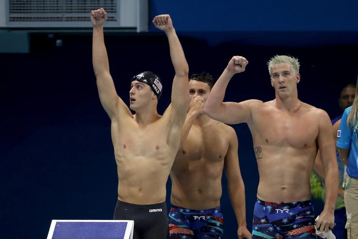 James Feigen (levo) je po koncu plavalnih tekmovanjih v Riu zapustil olimpijsko vas. Brazilska policija ga še išče. | Foto: Guliverimage/Getty Images