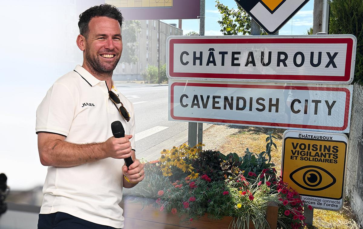 Mark Cavendish kolaž | Francosko mesto Châteauroux se je v čast trem etapnim zmagam, ki jih je Mark Cavendish dosegel v tem mestu, neuradno preimenovalo v Cavendish City. | Foto Guliverimage
