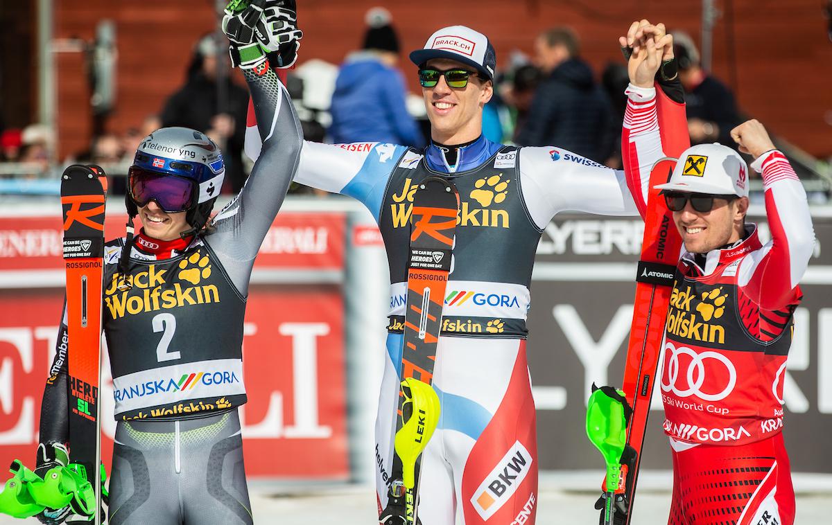 Vitranc Kranjska Gora | Ramon Zenhäusern slavi prvo zmago na klasičnem slalomu v karieri. | Foto Matic Ritonja/Sportida