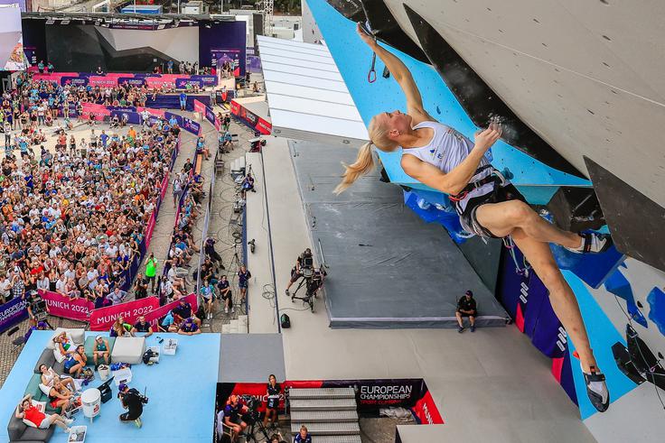 Janja Garnbret na EP lani v Munchnu, kjer je osvojila tri naslove evropske prvakinje. | Foto: Dimitris Tosidis/IFSC