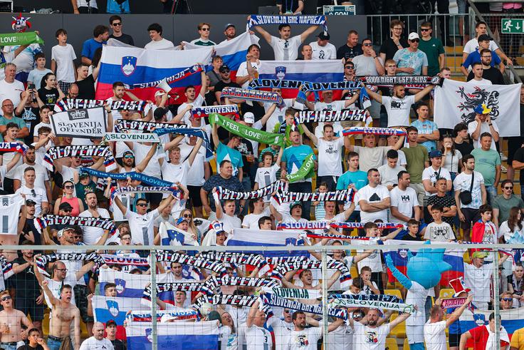 Slovenski navijači so dočakali prvo, zgodovinsko zmago nad Bosno in Hercegovino v obdobju državne samostojnosti. | Foto: Aleš Fevžer