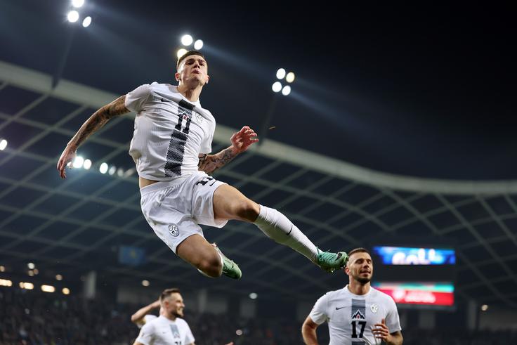 Benjamin Šeško je pri 20 letih že dosegel dvomestno število zadetkov za člansko reprezentanco. | Foto: www.alesfevzer.com