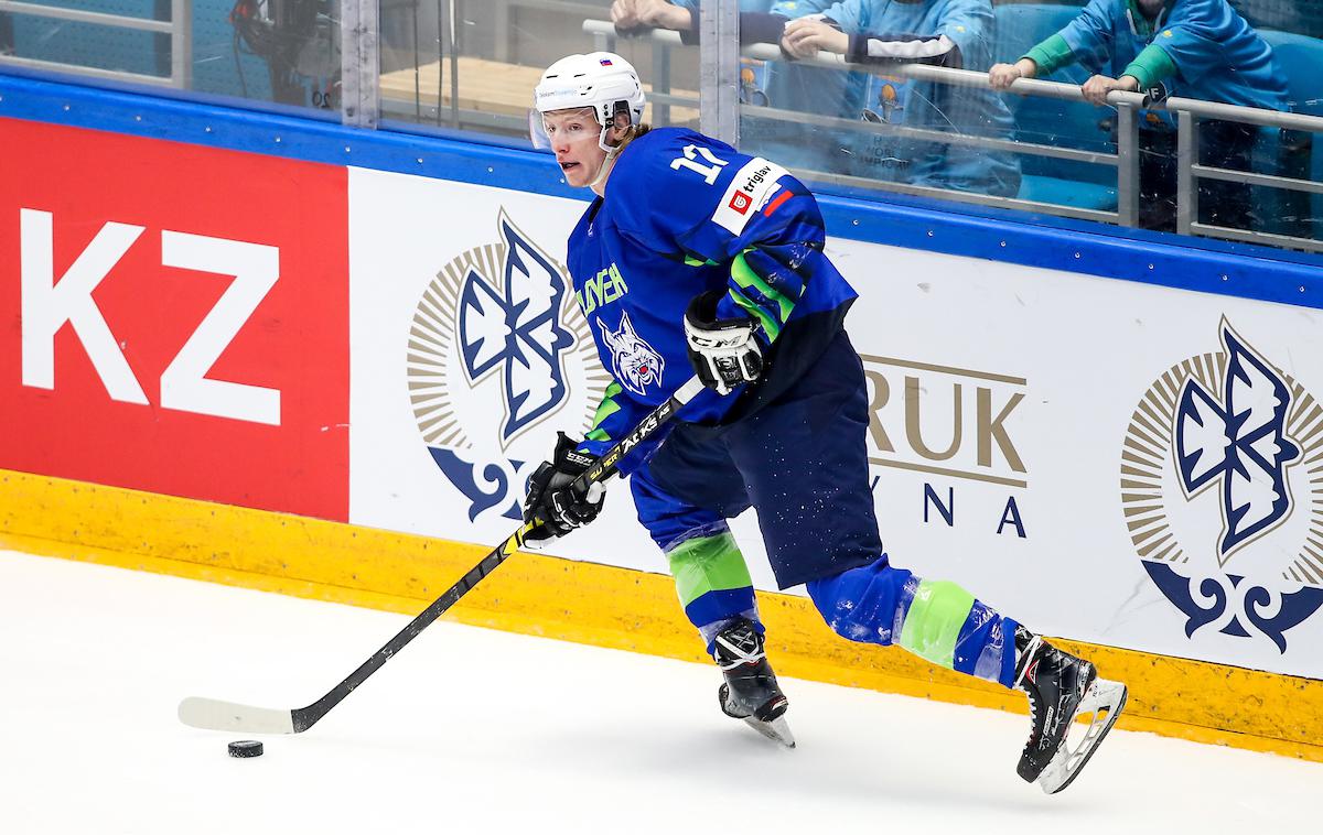 Slovenija Kazahstan svetovno prvenstvo v hokeju 2019 Jan Drozg | Jan Drozg je odigral tretjo tekmo lige AHL v tej sezoni (skupno šesto) in dosegel premierni zadetek v tem tekmovanju. | Foto Matic Klanšek Velej/Sportida