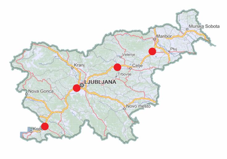Dars dela Nekatere najbolj "vroče" točke letošnjega poletja - dela z odstranjevanjem cestninskih postaj pri Tepanjah, Vranskem in Kozini. Predvsem ob koncih tedna je vselej prometno zelo obremenjen tudi razcep Kozarje pri Ljubljani. | Foto: zemljevid.najdi.si
