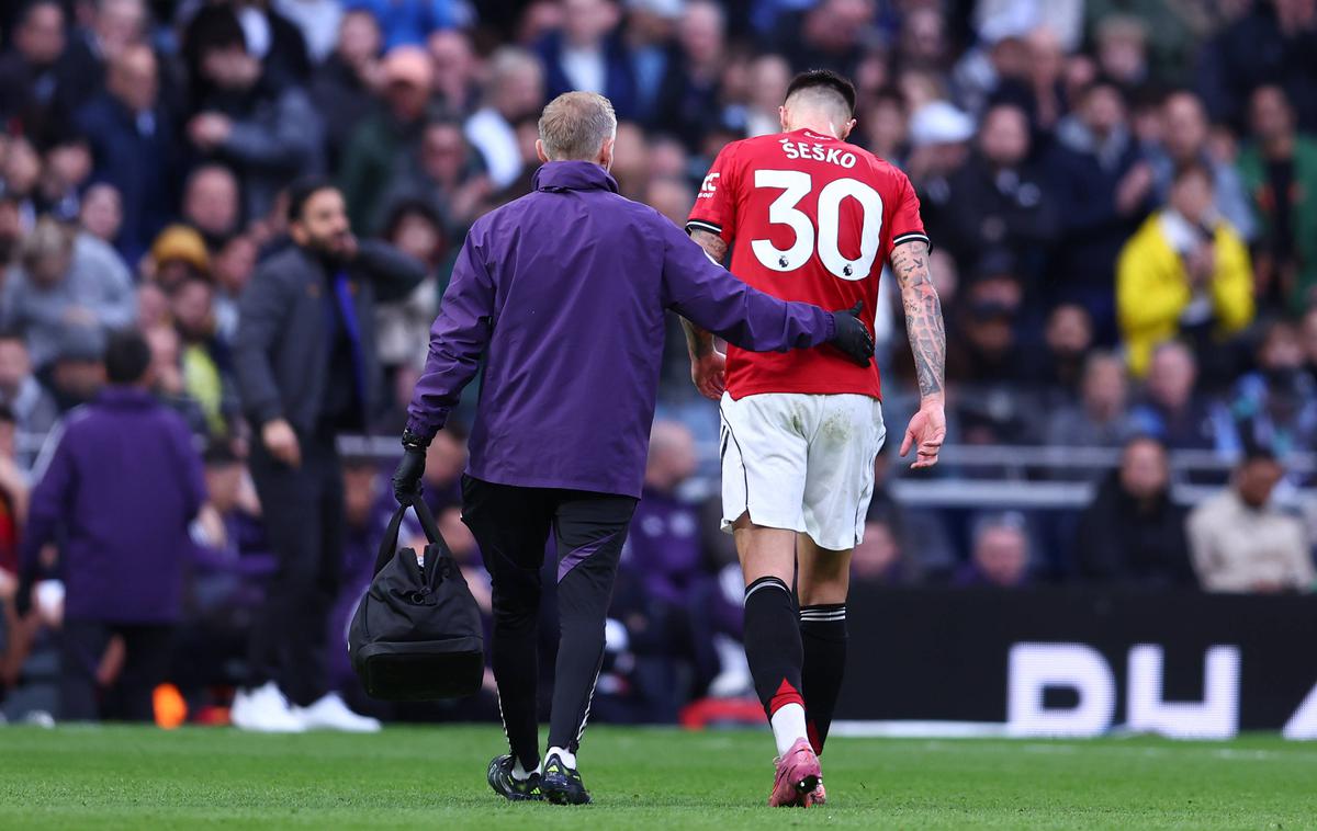 Benjamin Šeško Manchester United | Benjamin Šeško je tako predčasno odšel z zelenice na sobotni tekmi Manchestra s Tottenhamom. | Foto Guliverimage