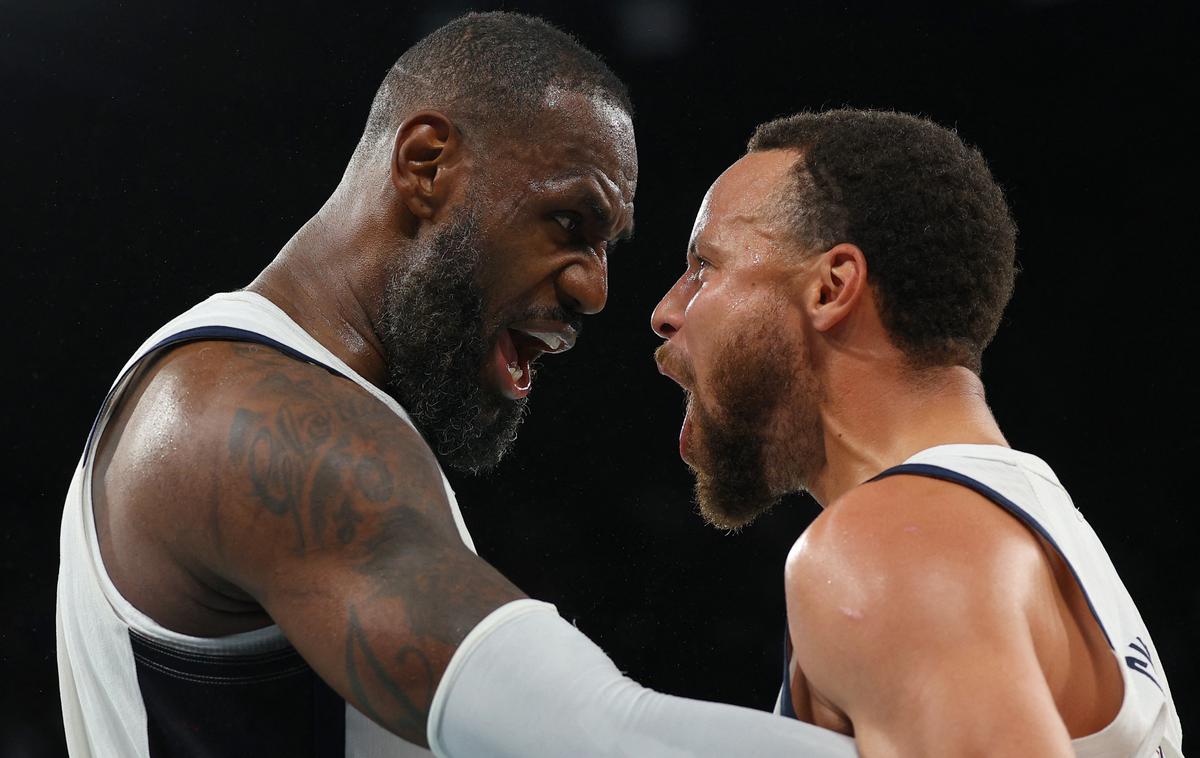 Pariz 2024 košarka ZDA LeBron James Stephen Curry | LeBron James in Steph Curry sta poskrbela, da so se ZDA vendarle uvrstile v veliki finale. | Foto Reuters