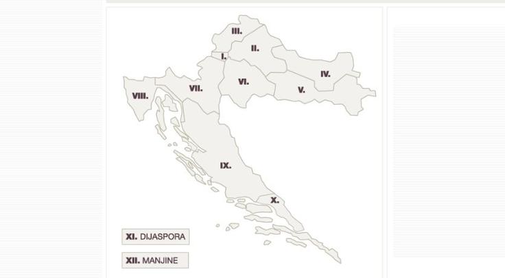 Hrvaška je razdeljena v deset volilnih enot, katerih oblikovanje je nekoč burilo duhove, češ da so bile prikrojene interesom takrat vladajoče opcije, a nihče nima volje ali moči za kakšne spremembe. Meje volilnih enot so namreč potegnjene povsem po svoje, mimo vseh mestnih in županijskih meja. | Foto: izbori.hr