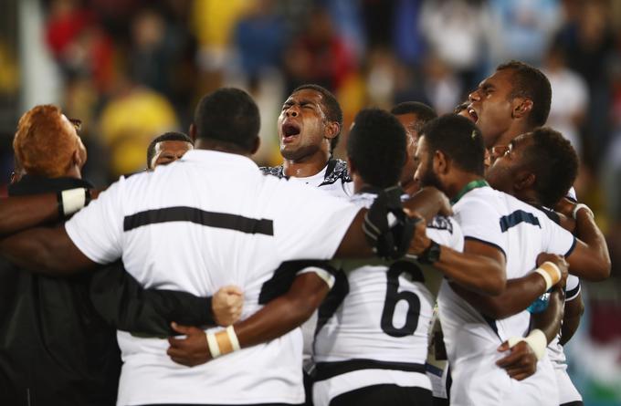 Veselje športnih junakov Fidžija, države z najmanj prebivalci, ki je letos v Riu osvojila zlato medaljo. | Foto: Guliverimage/Getty Images
