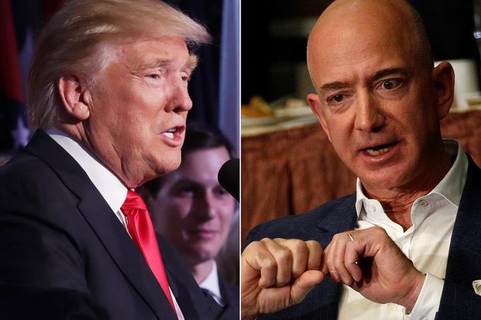Donald Trump (levo) in Jeff Bezos (desno)  |  Foto: Reuters/Gregor Jamnik | Foto: 