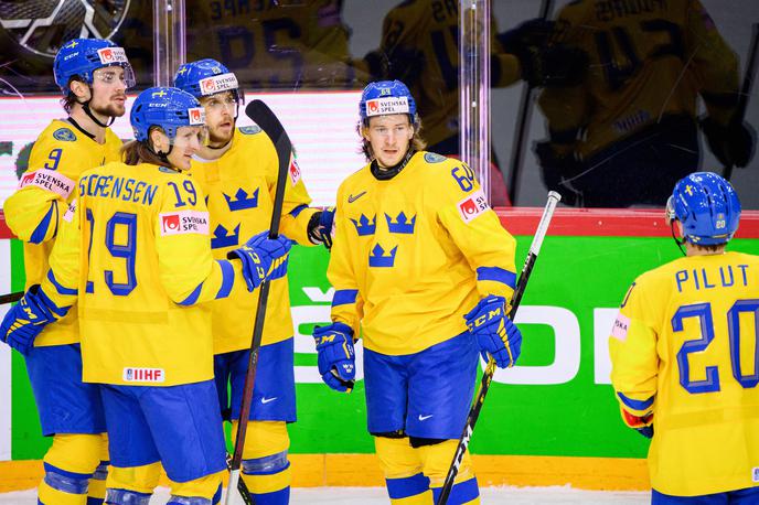 Švedska SP v hokeju 2021 Riga | Švedi so po zmagi nad Veliko Britanijo zapustili zadnje mesto skupine. | Foto Guliverimage