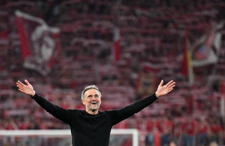 Trener PSG Luis Enrique je žarel od veselja. Še drugo leto zapored se je München izkazal za njegov srečen kraj. | Foto: Reuters