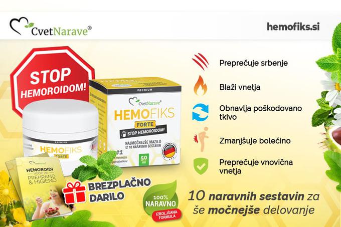 Hemofiks Forte je 100-% naravno mazilo za učinkovito pomoč pri hemoroidih. Več na hemofiks-forte.com.  | Foto: 