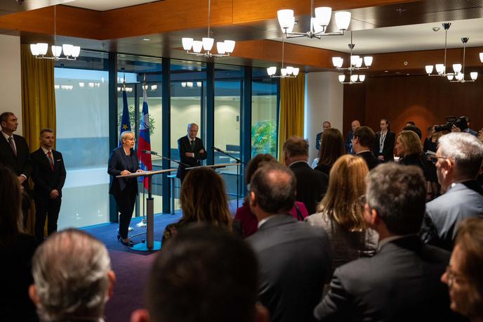 Nataša Pirc Musar | V slavnostnem nagovoru na sodišču je slovenska predsednica Nataša Pirc Musar med drugim poudarila tako pomen umetnosti kot pravne države in dejala, da moramo varovati temeljne vrednote EU in svoboščine, ki jih uživamo danes, saj niso samoumevne. | Foto Nataša Pirc Musar/X