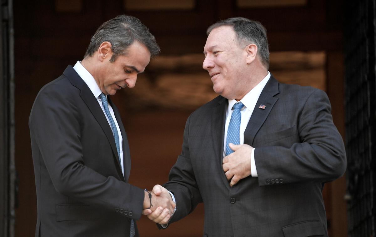 Mike Pompeo in Kiriakos Micotakis | Grški premier Kiriakos Micotakis in ameriški državni sekretar Mike Pompeo sta napovedala okrepitev sodelovanja med Grčijo in ZDA. | Foto Reuters