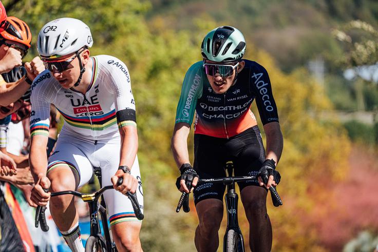 Paul Seixas je bil na zadnji klasiki spomladanskega dela sezone Liege-Bastogne-Liege edini, ki se je enakovredno kosal s Pogačarjem. Bi lahko to storil tudi na Touru?  | Foto: Guliverimage