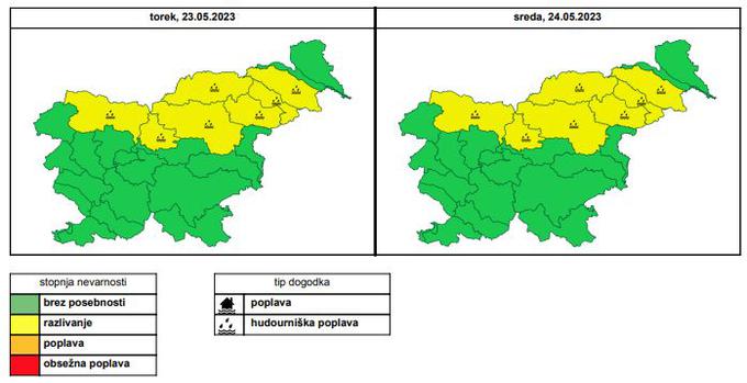 Vodnatost večine rek po Sloveniji bo sicer ostala srednja. V četrtek bodo reke povsod po državi ponovno upadale. | Foto: Arso