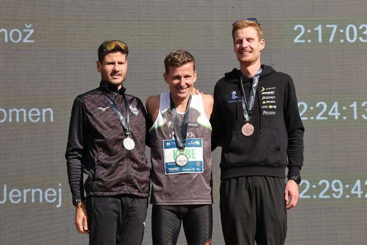 Najboljši slovenski maratonci: Primož Kobe, Domen Hafner in Jernej Markovc. | Foto: Bojan Puhek