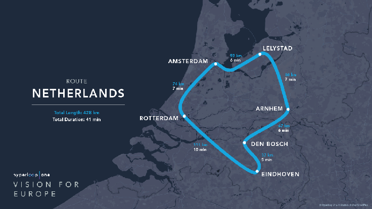Predlagana trasa na Nizozemskem | Foto: Hyperloop One