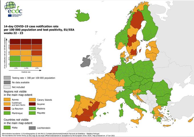 ECDC zemljevid | Foto: ecdc.europa.eu