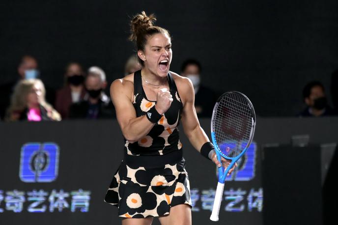 Maria Sakkari | Grška teniška igralka Maria Sakkari je na finalnem turnirju teniške WTA sezone v skupinskem delu premagala prvo nosilko Arino Sabalenko. | Foto Guliverimage