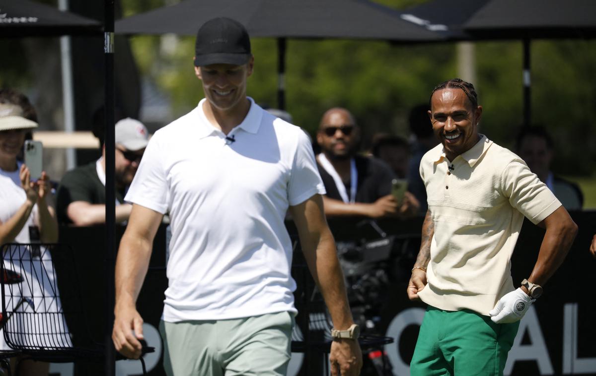 MIami Hamilton Brady golf | Tom Brady in Lewis Hamilton sta igrala na dobrodelnem turnirju v golfu. | Foto Reuters
