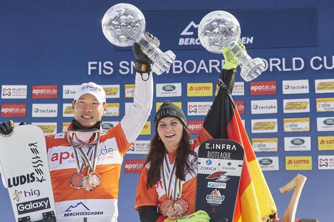 Sangho Lee in Ramona Theresia Hofmeister - zmagovalca svetovnega pokala. | Foto: Guliverimage/Vladimir Fedorenko