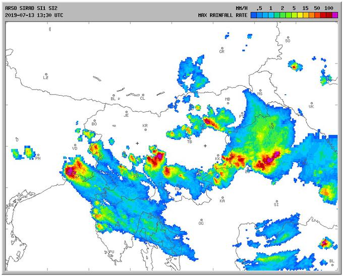 radarska slika padavin | Foto: Arso
