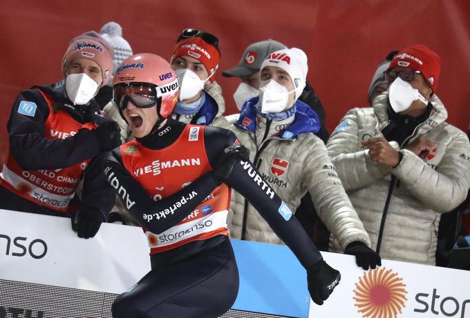 Karl Geiger je na letošnjem nordijskem svetovnem prvenstvu osvojil štiri medalje - dve posamični in dve ekipni. | Foto: Guliverimage/Vladimir Fedorenko