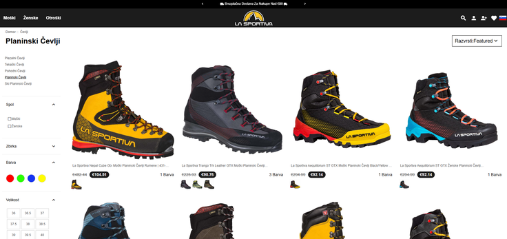 Če naletite na spletno trgovino, ki pohodne in terenske čevlje, ki sicer stanejo več sto evrov - nekateri modeli omenjene znamke tudi prek 700 -, prodaja za sto evrov ali manj, morajo takoj zazvoniti vsi alarmi.  | Foto: Posnetek  zaslona