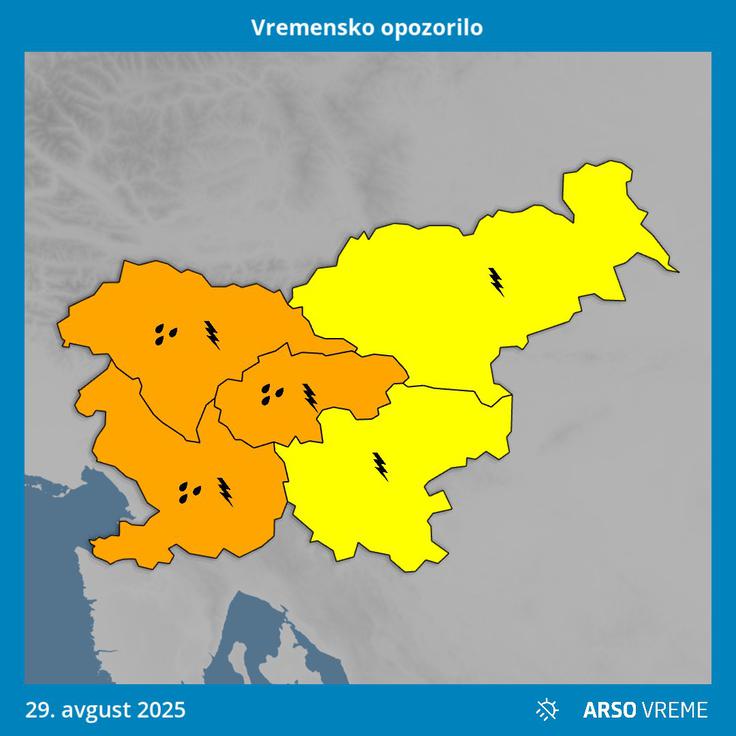 Arso vreme, oranžno opozorilo | Foto: ARSO Meteo