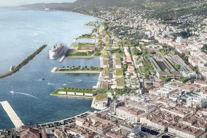 projekt Porto vecchio v Trstu | Po poročanju Primorskega dnevnika so v torek na zunanji strani dvoriščnih vrat svetoivanskih slovenskih šol v Ulici Caravaggio v Trstu opazili kljukast križ, ki so ga s črno barvo narisali neznanci. | Foto občina Trst