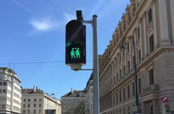 Dunajski semaforji v času Evrovizije: pari namesto osamljenih možicljev