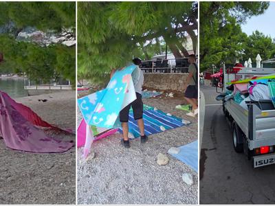 Tako so v Makarski s plaže odstranili vse "rezervacije" z brisačami #video