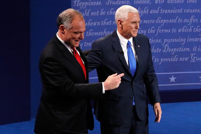 Trumpov podpredsedniški kandidat je Mike Pence (desno), podpredsedniški kandidat Clintonove pa Tim Kaine. | Foto: Getty Images