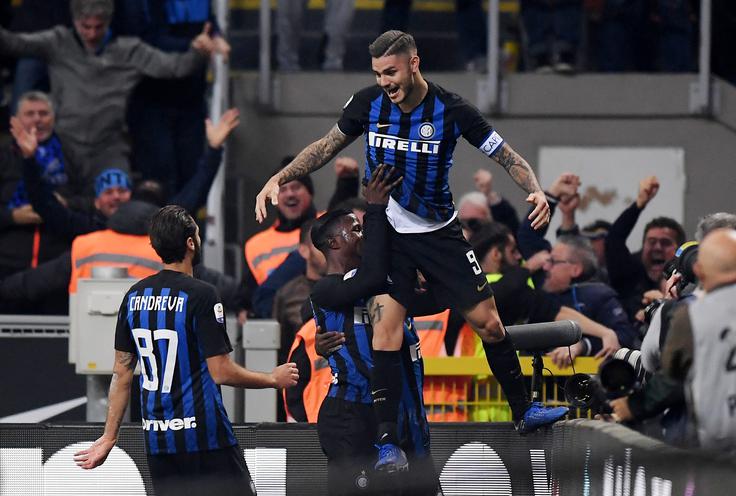 Mauro Icardi je odločil milanski derbi. | Foto: Reuters