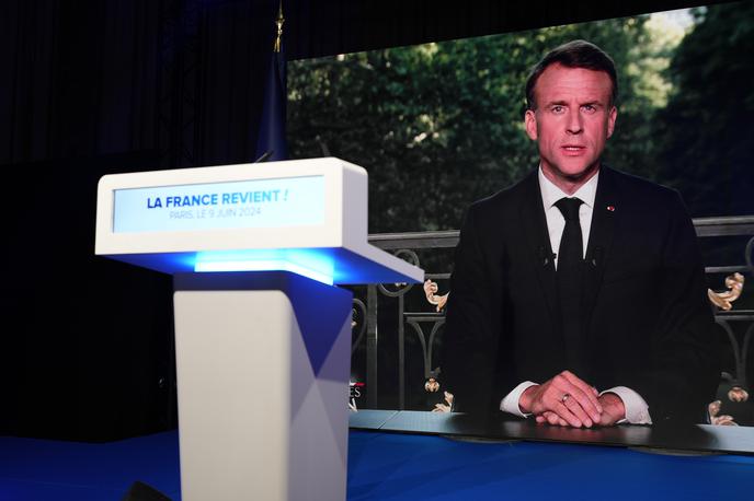 Emmanuel Macron | Po hudem porazu na volitvah je Macron razpustil parlament in za 30. junij sklical predčasne volitve. To je državljanom sporočil v večernem nagovoru.  | Foto Guliverimage