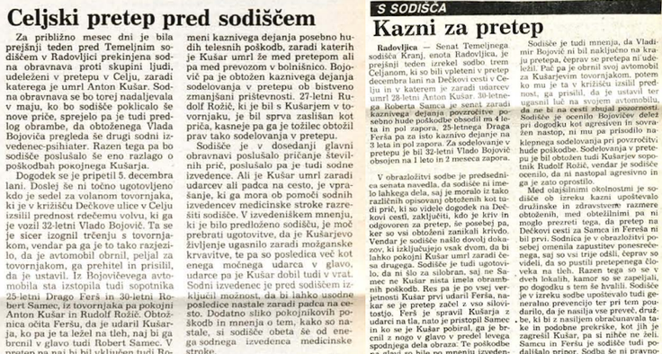 Tako je o smrti Antona Kušarja in sodnemu procesu proti trem obdolžencem, med katerimi je bil tudi Vlado Bojović, leta 1984 poročal časnik Gorenjski glas.  | Foto: Arhiv Gorenjski Glas / Posnetek zaslona