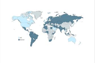 Evropa in Južna Amerika androidni, Severna Amerika in Avstralija jabolčni