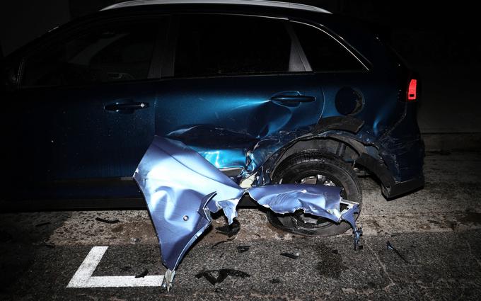Igralec je poškodoval levo stran vozila kia, v katero se je zaletel. | Foto: Profimedia