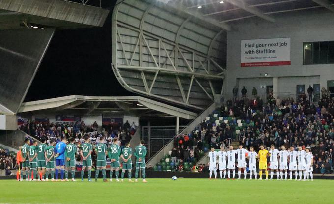 Slovenija je v Belfastu nastopila z enajsterico, s katero je v soboto v Stožicah premagala Finsko.  | Foto: Reuters