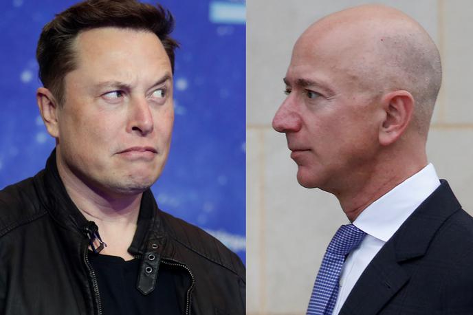 Elon Musk, Jeff Bezos | Elon Musk je prejšnji teden postal najbogatejši človek na svetu. Njegov staž sicer ni trajal dolgo, saj je delnica podjetja Tesla, na katero ima Musk vezan večji delež premoženja, v sredo padla in Amazonov šef Bezos je znova zasedel prvo mesto. Skupna vrednost premoženja obeh superbogatašev sicer dosega skoraj 400 milijard ameriških dolarjev.  | Foto Reuters