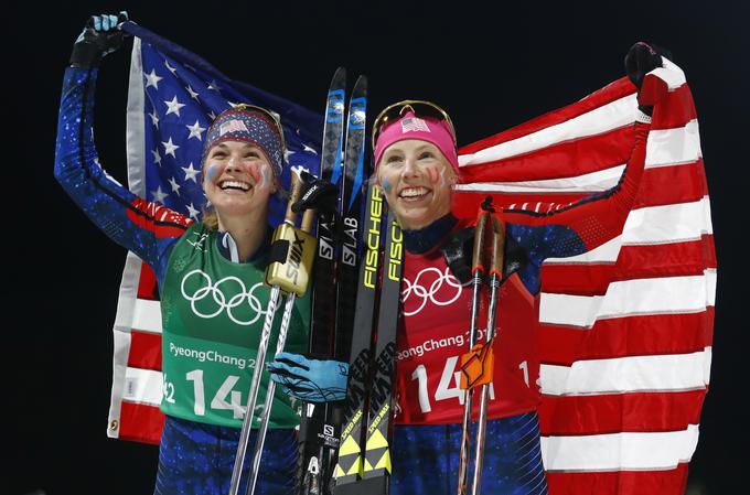 Kikkan Randall in Jessica Diggins sta poskrbeli za zgodovinski uspeh ameriškega športa. | Foto: Reuters