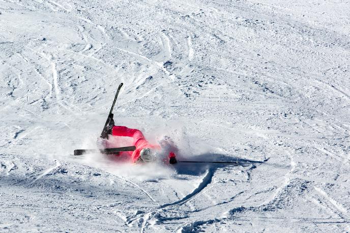 Smučanje, smučarska nesreča, smučar, padec | Smučarke so si v 40 odstotkih primerov poškodovale koleno, pri moških pa so bile najbolj pogoste poškodbe rame. | Foto Shutterstock