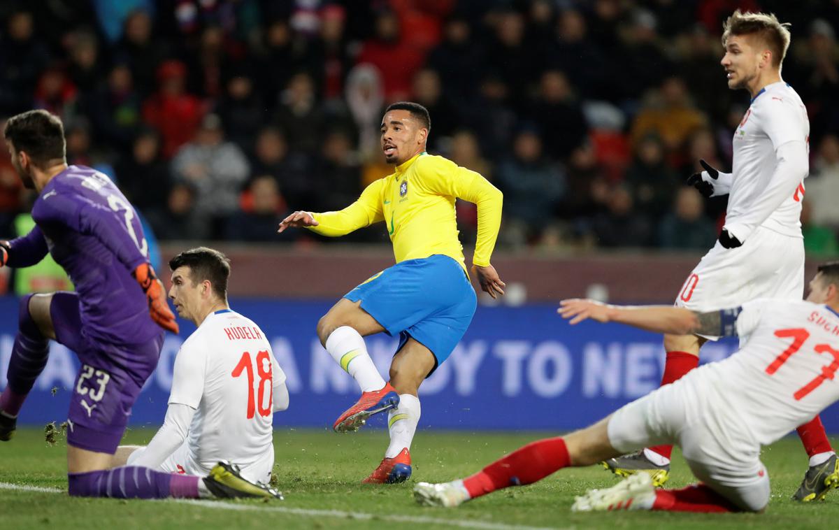 Gabriel Jesus | Zvezdnik Manchester Cityje Gabriel Jesus je z dvema goloma v zaključku tekme poskrbel za zmago Brazilije s 3:1 nad Češko. | Foto Reuters