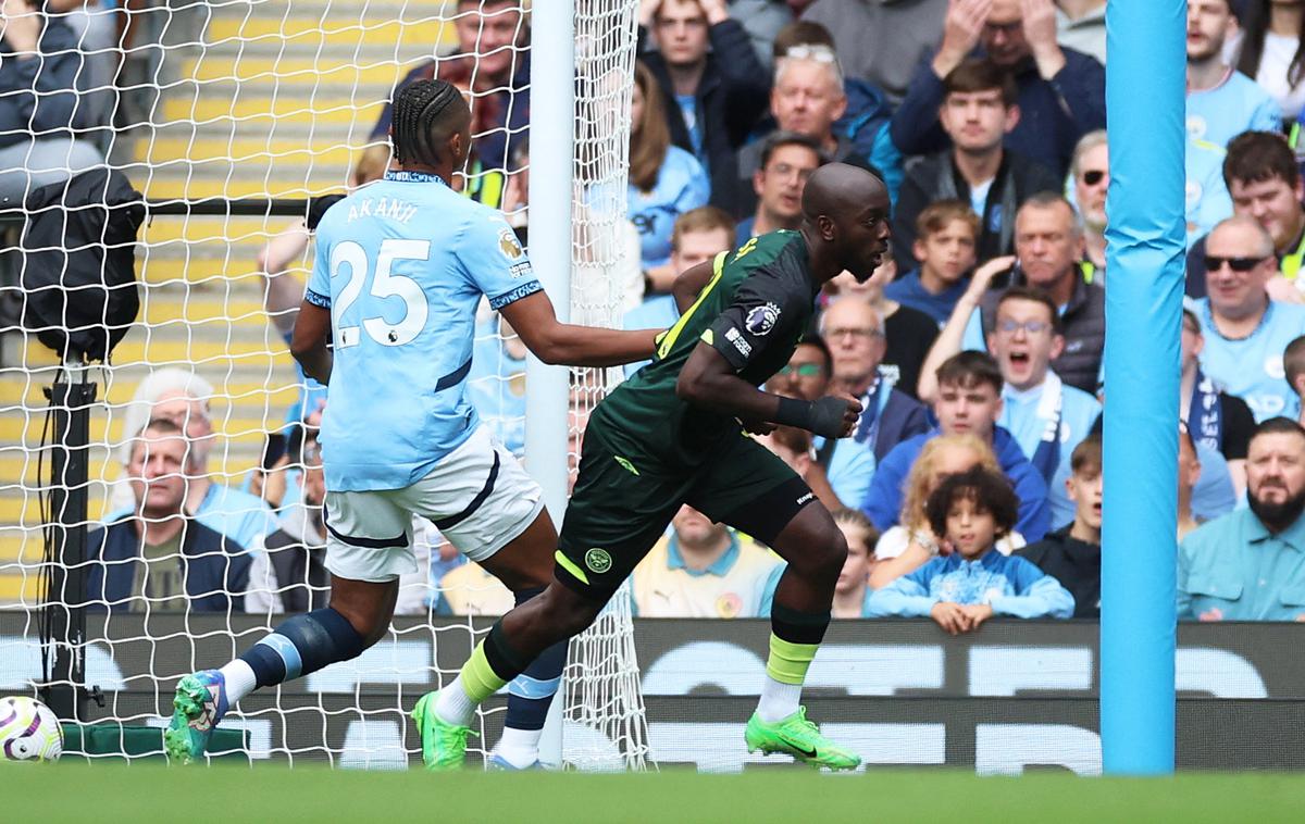 Yoane Wissa | Napadalec DR Kongo Yoane Wissa je popeljal Brentford na Etihadu v vodstvo že po 22 sekundah. | Foto Reuters