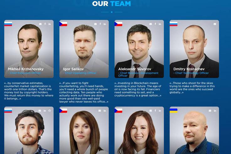 Vse več novih startupov, ki izdajajo svoje kriptožetone, ekipo v ozadju predstavlja kar tako, da ob njihove fotografije prilepi povezave do profilov osebe na družbenih omrežjih (Facebook in LinkedIn, na primer).  | Foto: stopthefakes.io | Foto: 